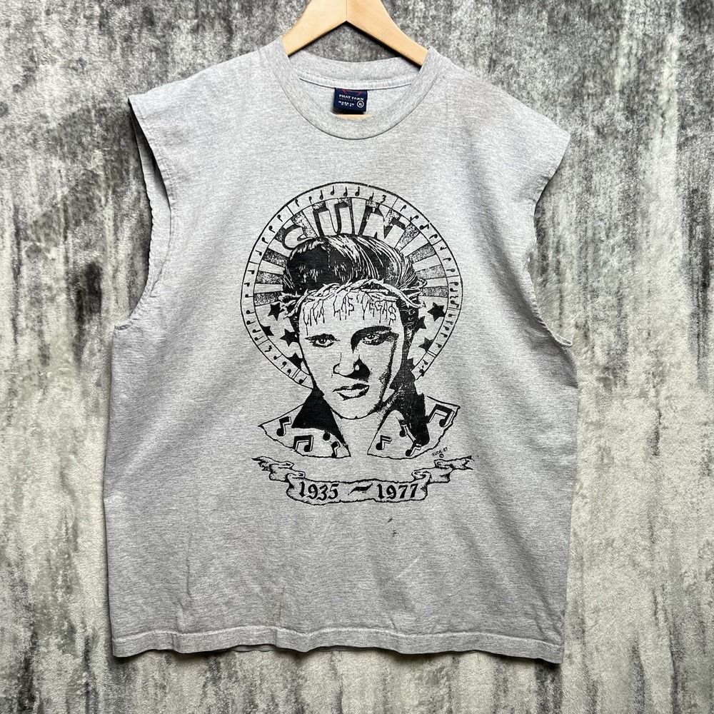 VTG 90s Phat Farm Muscle Shirt XL Sleeveless Elvis Viva Las Vegas Made In USA